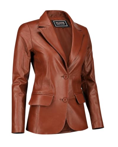 Image of Jild Classic Style Leather Blazer Women - Casual Coat Leather Jacket Women