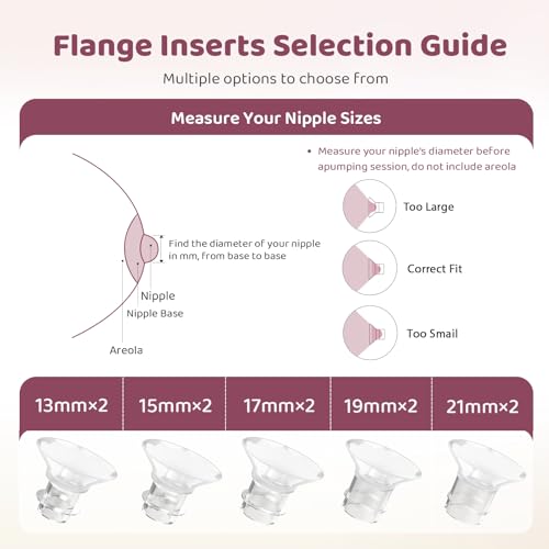 Image of Nursi Luna Flange Inserts 10PCS 13 /15 /17 /19 /21mm for 24mm Flanges /Shield of Most Pumps, Flange Sizing Kit Silicone Flanges Insert, Breastfeeding Essentials Kit for New Moms