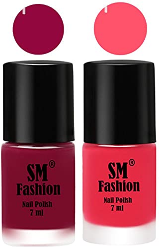 Image of Long Lasting Nail Polish | Nail Paint Combo 7 ml Each) - Set of 2 Cherry Blossom-Dark Pink