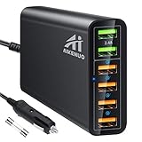 Car Charger, AI AIKENUO 96W Quick Charge USB Cars Charger Adapter, 12V-24V Multi Ports QC 3.0 USB Auto Splitter Fast Charging for Galaxy S10 S9 Plus, Compatible with iPhone & Android