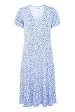 KAFFE Damen Women's Midi Dress Floral Short Sleeves Lässiges Kleid, Blau/Chalk Flower Print, X-Large