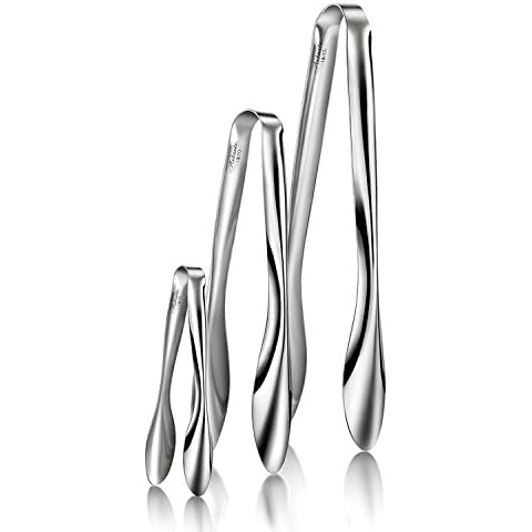 Artaste 43167 Rain 18/10 Stainless Steel Utility Tongs, Set of 3, Silicone, Silver, 6, 9 and 12 inch Cover