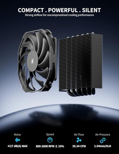 upHere H45K6 Low Profile CPU Cooler 45mm Height - 6 Heat Pipes, 150W TDP, 90mm PWM Fan for Intel LGA 1851/1700/115x/1200/2011/2066 & AMD AM5/AM4/AM3, Mini ITX Case Compatible