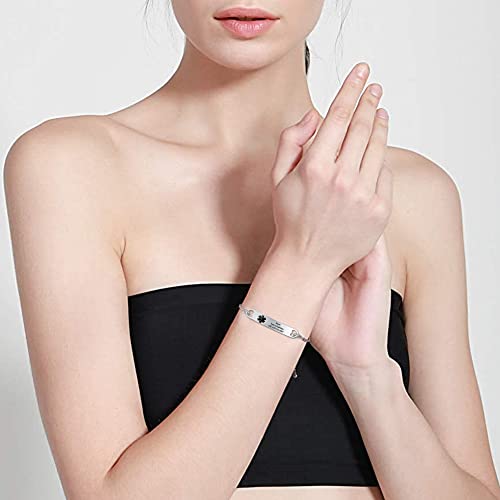 Kurafeel Medical Alert Bracelets For Women Men, Personalized Medical Id Bracelets Wristband Stainless Steel Medical Emergency Bracelet With Free Engraving Adjustable For Girls Kids Mom Mother Father #TOP1