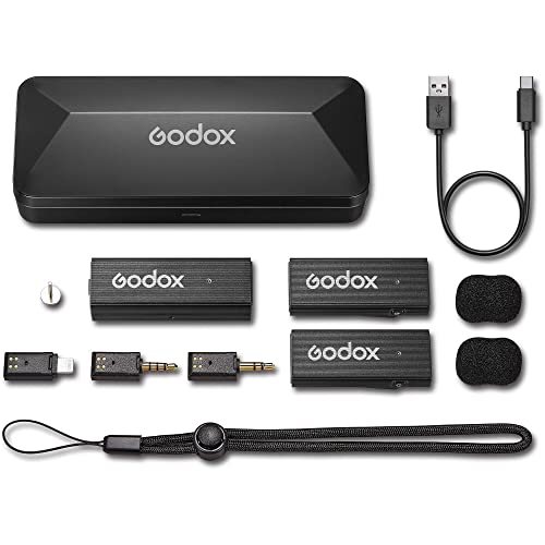 Image of Godox MoveLink Mini LT 2-Person Wireless Microphone System for Cameras & iOS Devices (Classic Black)