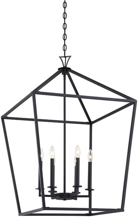 Savoy Essentials 3-422-6-89 Townsend Open Frame Pendant Lantern Ceiling Light, 6-Light 360 Total Watts, 37" H x 24" W, Matte Black