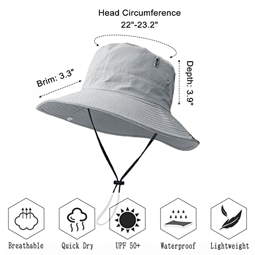 Epsoco Sun Hats For Men With Uv Protection Cooling Wide Brim Beach Hat For Women Foldable Mesh Safari Boonie Cap Fishing Bucket Hat Light Grey #TOP1