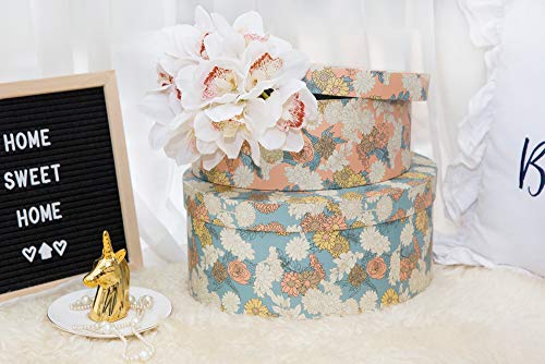 Soul & Lane Floral Elegance Oval Cardboard Decorative Boxes With Lids - Set Of 2: Shelves Storage For Organizing, Small Stacking Cartons, Vintage Kitchen Storage, Flower Paperboard Photo Boxes #TOP1