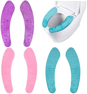 3 Pairs Padded and Thickened Soft Plush Toilet Seat Covers, Self-adhesive Toilet Pads Soft Warmer Bathroom Toilet Cushion Portable Washable Universal for Pregnant Woman and Elderly