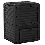 Outsunny Compostador Capacidad de 300L Compostera 60,5x60,5x81,5 cm Negro