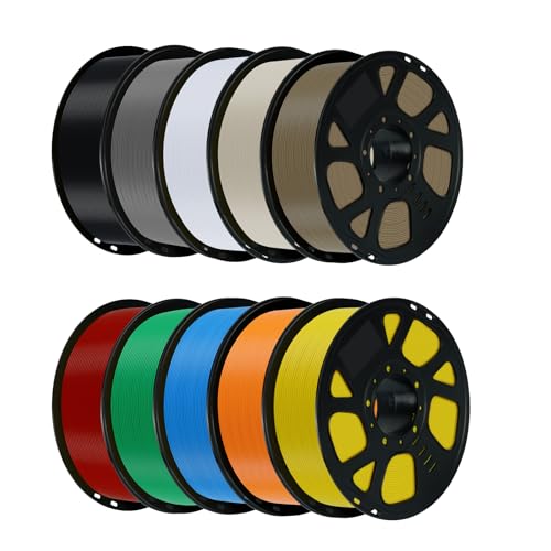 Kingroon 10KG PLA Filament 1.75mm Bundle, 3D Printer Filament Multicolor Pack ±0,02mm for FDM Printers, Black White Gray