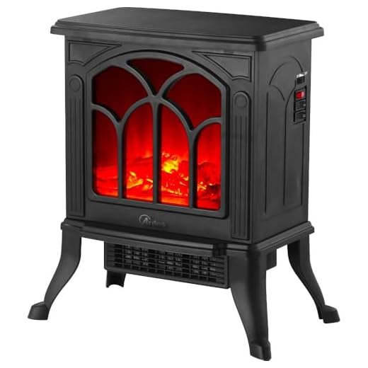 ARDES - AR354 Chimenea eléctrica cerámica efecto madera ardiente, regulable y con termostato, estufa eléctrica efecto chimenea clásica negra