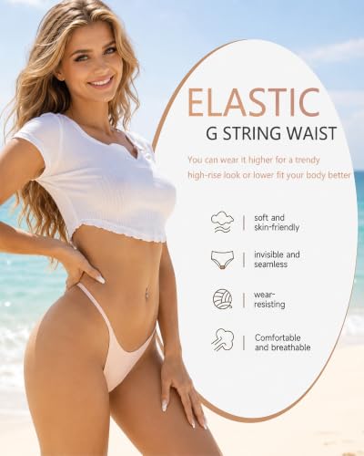 Image of 10 Pack Seamless G-string Thongs for Women Underwear No Show Thong Panties