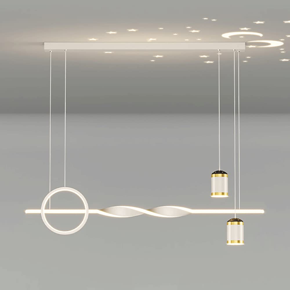 Suspension LED dimmable linéaire blanche en métal avec projecteur ciel étoilé