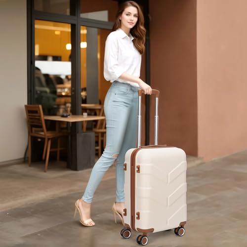 TILYMOL Luggage Sets 3 Piece with Spinner Wheel, Hardside Suitcase Set with TSA Lock, Expandable Lightweight Travel Luggage for Men and Women, White