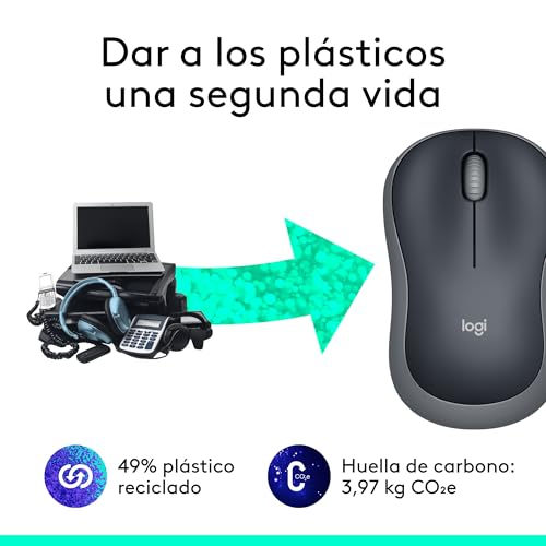 Miniatura 4 de Logitech M185 Ratón Inalámbrico, 2,4 GHz con Mini Receptor USB, Batería 12 Meses, Seguimiento Óptico 1000 dpi, Ambidiestro, PC/Mac/Portátil - Gris