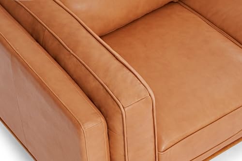Image of Valencia Artisan Full Leather Sofa 88 inch - Pure Full Italian Nappa Leather Couch, Solid Wood Accent, Ultimate Comfort, Cognac Tan