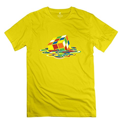 Kumiu Men TBBT Rubik Cube Melting Rrubik T-Shirt Unique Novelty