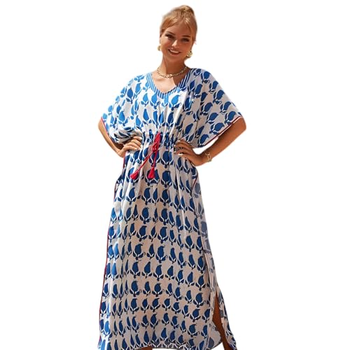 Image of Miss Lavish London Long Kaftan Dress for Women - Summer Printed Plus Size Maxi Caftan