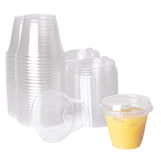 9 Oz Plastic Cup with Strawless Sip Lids, 50 pack