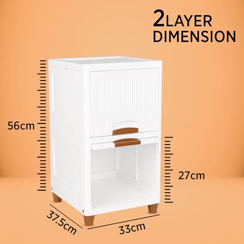 Image of TEKCOOL Plastic Wardrobe for Clothes : Versatile Plastic Cupboard for Storage Organizer & Organisers Storage Box for Ideal for Neat and Tidy Storage Solutions Almirah for Clothes (White, 2XL);