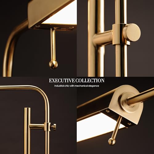 O'Bright Cedric Adjustable Pharmacy Floor Lamp - Industrial Design for Reading, Crafting, Work - 10W LED, Height 45-61 inches - Ideal for Living Room, Bedside, Office - Antique Brass (Gold) by O'Bright - Used condition - Image 6