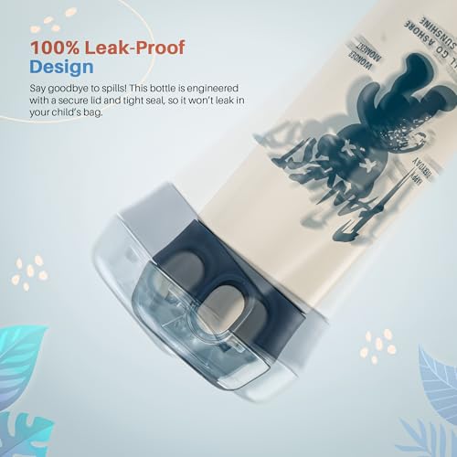 Image of BAYBEE Dreamer Sipper Water Bottle for Kids | Spill Proof Anti-Rust Steel Sipper Water Bottle for Kids with Straw | BPA Free Drinking Training Sippy for School Toddlers Boys Girls (White)