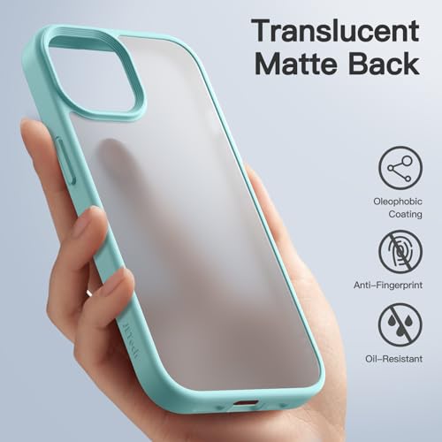 Image of JETech Matte Cover Case for iPhone 15 6.1-Inch, Shockproof Military Grade Drop Protection, Frosted Translucent Back Phone Cover, Anti-Fingerprint (Bright Blue)