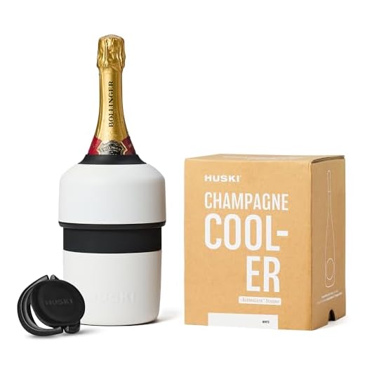 Huski Champagne Chiller | NEW | Award-Winning Iceless Design with Detachable Bottle Stopper | Keeps Wine Cold up to 6 Hours | Fits most 750ml Champagne, Prosecco & Sparkling Wine Bottles (White)