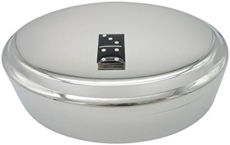 Kiola Designs Black Domino Gaming Pendant Oval Trinket Jewelry Box image 3