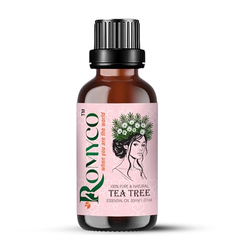 Image of Romyco Tea Tree Essential Oil 30ml for Acne Relief, Skin Care, Healthy Scalp | Antifungal, Antimicrobial | Air Purifier | Men & Women | Pure Natural Premium & Undiluted