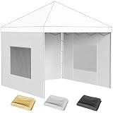 10x10 Canopy Sidewalls, 3Pcs Canopy Sidewalls 10x10 with Mesh Roll-up Windows, UV Protection, Waterproof, Canopy Tent Accessories (White, 3 Pcs with 2 Windows)
