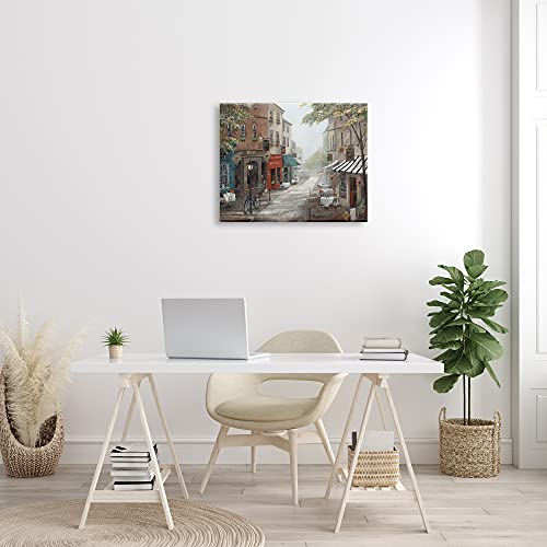 Image of 'Classic European Urban Street Vintage Bistro'| Canvas Art | Stupell Industries | 30 x 24 Inches, Easy to Hang and Sturdy, Made in USA, by Ruane Manning