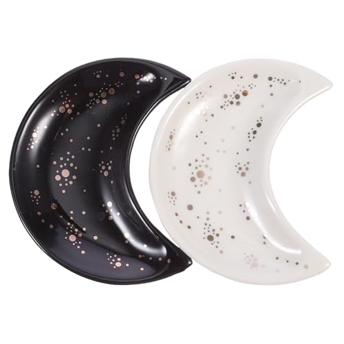 WEKADRIN 2 pezzi Vassoio in Ceramica Elegante Porta Gioielli e Pietre Cristalli Organizer Decorativo per Camera e Collezioni di Minerali