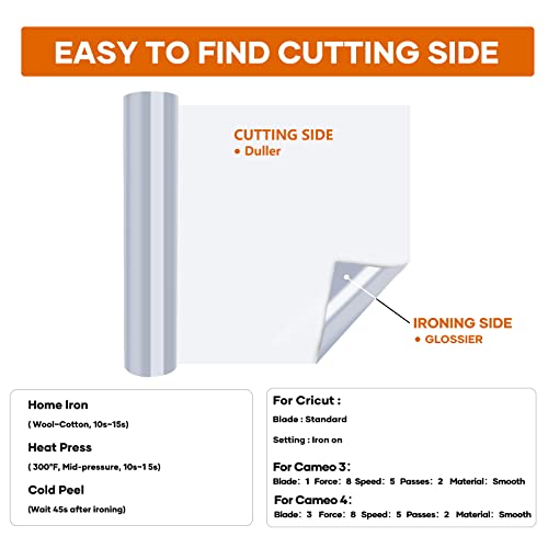 Htvront Heat Transfer Vinyl Silver Iron On Vinyl-12"X 60Ft Silver Htv Vinyl Roll Easy To Cut & Weed For Heat Vinyl Design #TOP6