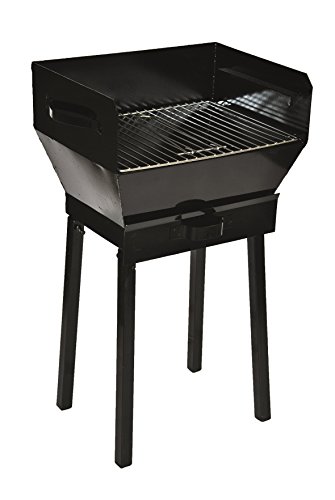 Barbecue rustico in ferro con graticola, piedi staccabili e cassetto raccolta cenere verniciato trasparente 40x30 cm Made in Abruzzo