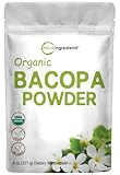 Organic Bacopa Monnieri Powder, 8 Ounce, Ayurvedic Herb to Enhance Cognitive and Brain Health, Non-GMO and Vegan Friendly