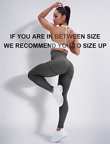 corcoar Seamless Gym Leggings for Women UK Smile Contour High Waist Tummy Control Sport Workout Leggings Buttery Soft Yoga Pants Gradient Grey XL - Image 5