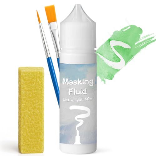 INNOVAYOU White Masking Fluid for Watercolor Painting 60ml, Resistant Ink and Pouring Paint, Watercolor Masking Fluid Keeps Areas Colorless and Edges Sharp
