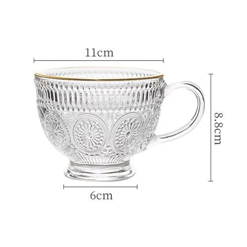Vasos de agua de vidrio vintage con relieve estético para mesas de gala 3