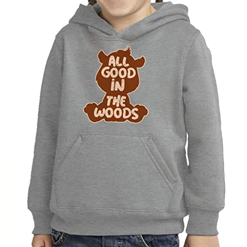 All Good in the Woods Toddler Pullover Hoodie - Silhouette Sponge Fleece Hoodie - Word Print Hoodie for Kids - Athletic Gray, 5T