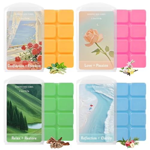 Image of SCENTORINI Wax Melts, Summer Scent Wax Cubes for Healing Calming Relax | Scented Soy Wax Melts for Warmer, Strong Scent Candle Wax, 2.5oz*4 Pack, Home Fragrances and Decoration