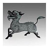 HANDIYA Skulptur Handwerkliche Bronzeskulptur Handwerk Dekorationen Kirin Antike Statue Dekoration Wohnzimmer Zubehör Büro Reichtum Möbel