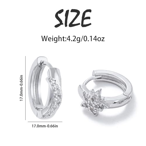 Star Drop Dangle Earrings, Rhinestone Double Star Design, Silver, Lightweight Festival Party Jewelry2