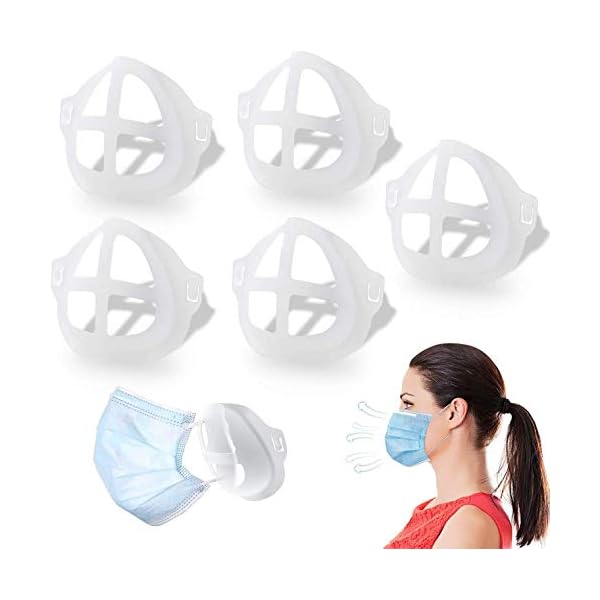 5 Stück 3D-Maskenhalterung für bequemes Atmen, wiederverwendbare waschbare Maskeninnenstütze, lichtdurchlässige…