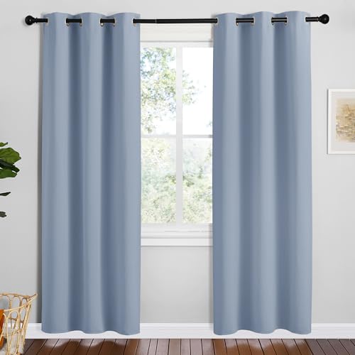 Image of NICETOWN Vintage Blue Blackout Curtains 78 inches Length for Bedroom, 2 Panels, 42 inch Wide, Thermal Insulated Decoration Drapes for Office Window