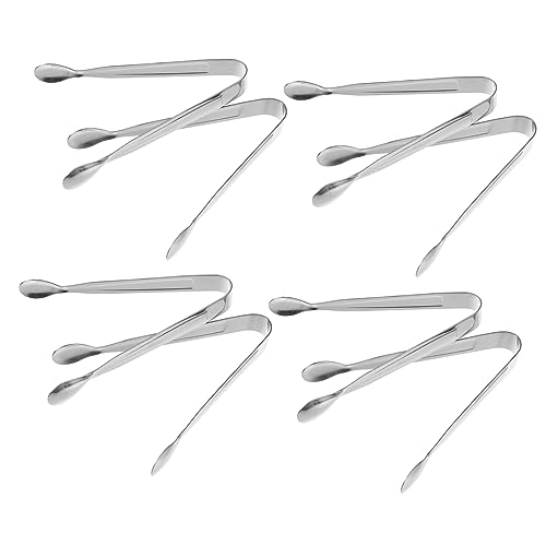 OUNONA 8Pcs Stainless Steel Tongs Versatile Food Tongs for Ice Cubes Sugar Cubes Fruits More Skid Heat Resistant Lightweight Kitchen Gadget