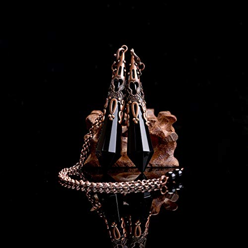 Jovivi Crystal Pendulum Natural Black Obsidian 12 Facted Therapy Healing Chakra Pendant For Dowsing Divination Reiki Charged Balancing With Chain #TOP3