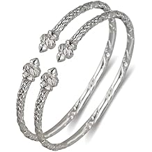 Better Jewelry Torch Ends .925 Sterling Silver West Indian Bangles, 1 pair