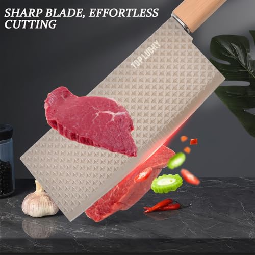 Knife Set, 7 Pieces Professional Kitchen Knife Set with Universal Knife Block, Super Sharp Knife Block Set with Ergonomic Handle Non-stick Stainless Steel Knife Block Set (Beige)